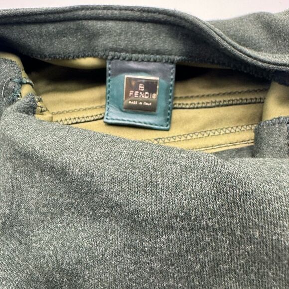 Auth Dark Fendi Green Jersey Fabric Baguette Shoulder Bag Preloved Purse - Picture 12 of 12